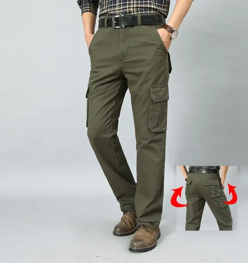 Cargo Pants Men Multi-pocket Baggy Men Pants New Fleece Casual Trousers Winter Autumn Men Pants Joggers Plus Size 40 42 44