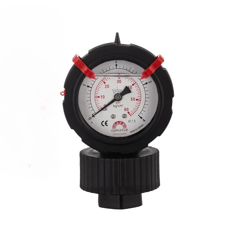 All Plastic PP Diaphragm Pressure Gauge Single Sided Double Sided Thread Connection Anti Acid Alkali Gauge