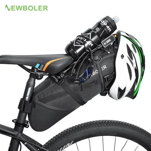 NEWBOLER-Bolsa para SILLÍN de bicicleta, impermeable, para bicicleta de montaña y carretera, 10L, 13L, gran capacidad, bolsa trasera plegable, accesorios para maletero