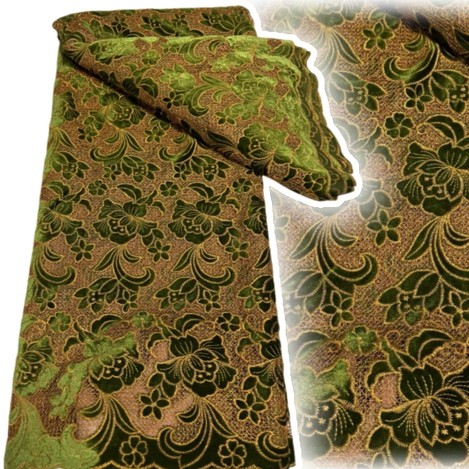 

African Velvet Tassel Lace Fabric with Intricate Embroidery Laser Cut Traditional Nigerian Attire 2025 Drapes Designs 5Y SZ1629