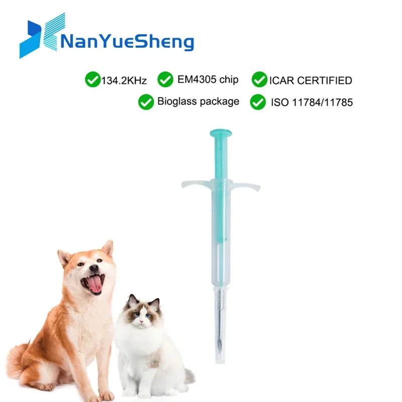 100pcs/Pack Pet EM4305 Microchip 134.2KHz FDX-B Animal ID Chip Animal Microchip Syringe International Standard