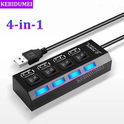 4-IN-1 USB HUB USB Splitter USB 2.0 Adapter Multi HUB USB2.0 Extension HUB with On/Off Switch For Computer Laptop PC Accessories