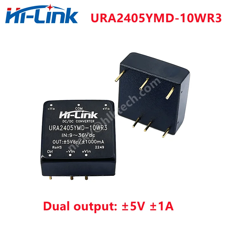 Hi-Link New 10W DC-DC Isolated Switching Power Supply Module 24V to ±5V ±1A Dual Output Converter URA2405YMD-10WR3 Step Down