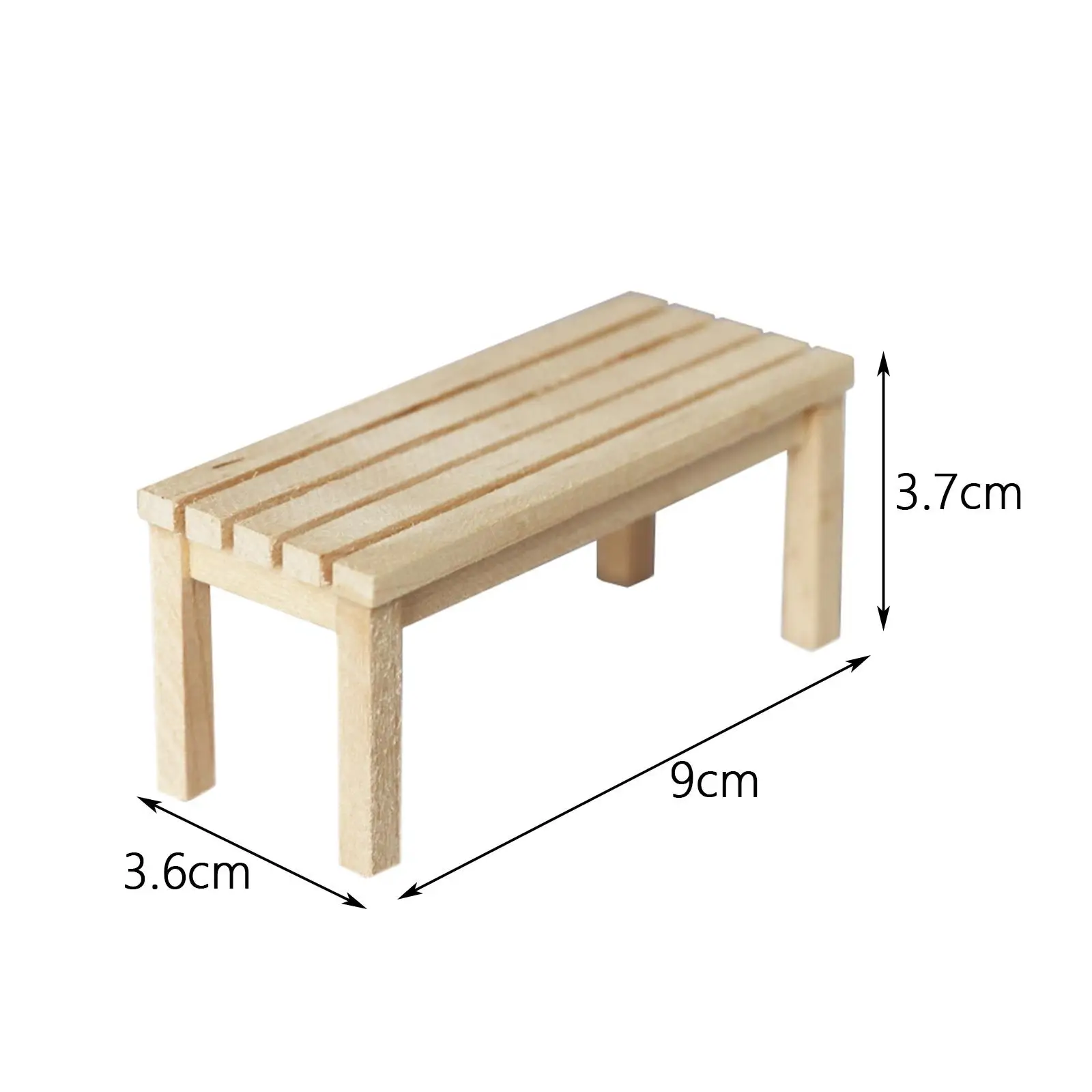 1/12 Dollhouse Bench DIY Scene Model Miniature Dollhouse Decoration Accessories Photo Props for Living Room Garden Yard Decor
