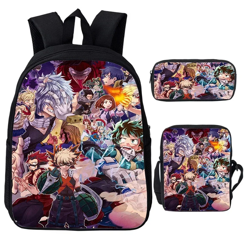 3 ชิ้น/เซ็ตญี่ปุ่นอะนิเมะ My Hero Academia พิมพ์กระเป๋าเป้สะพายหลังกันน้ําเด็กโรงเรียนกระเป๋าเด็กชายหญิงการ์ตูน Bookbag กระเป๋าเดินทาง