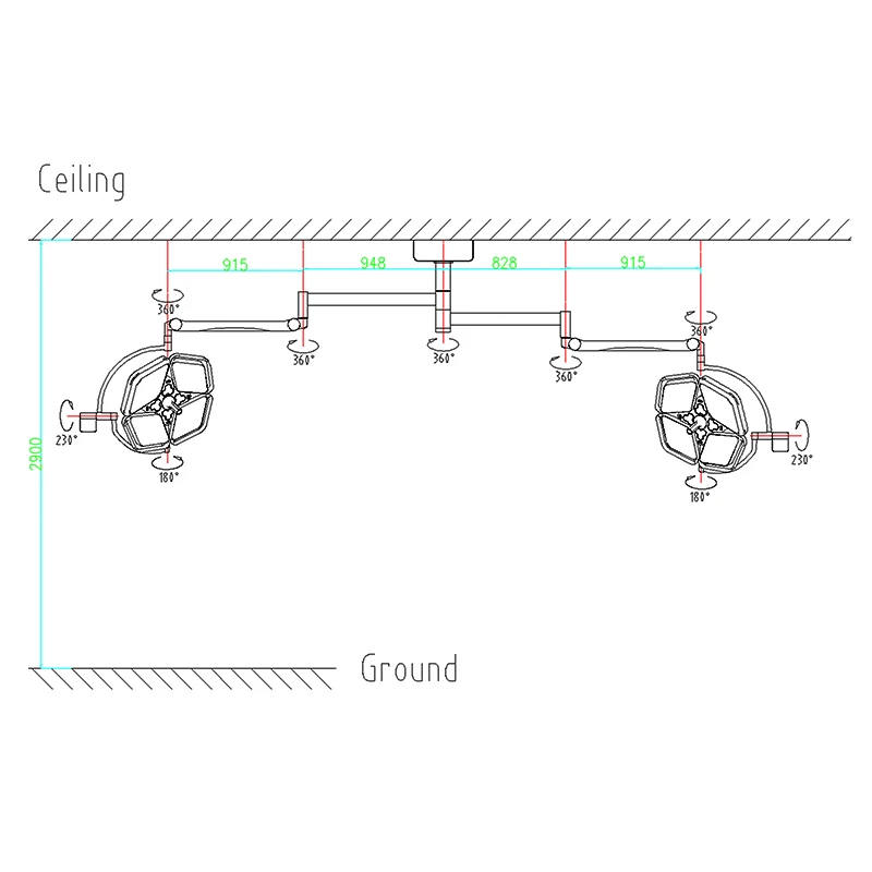 HF-L4+4C LED Medical Lamps Cialiticas for Operating Room Led Shadowless Operating Lamp