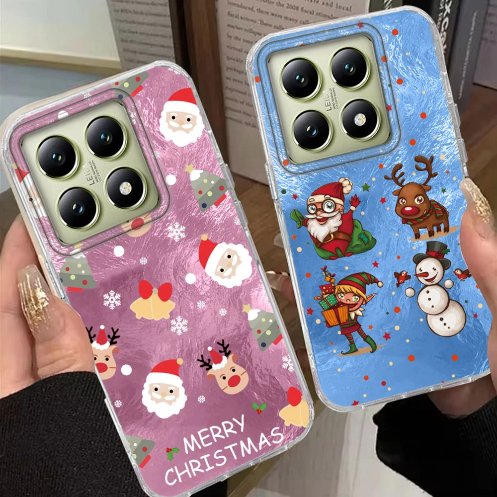

Christmas Santa Elk Snowflake Vortex Texture For Xiaomi 13T 14T Pro 11 Lite NE Poco X5 X6 X7 M6 C65 C61 M5S Phone Case TPU Cover
