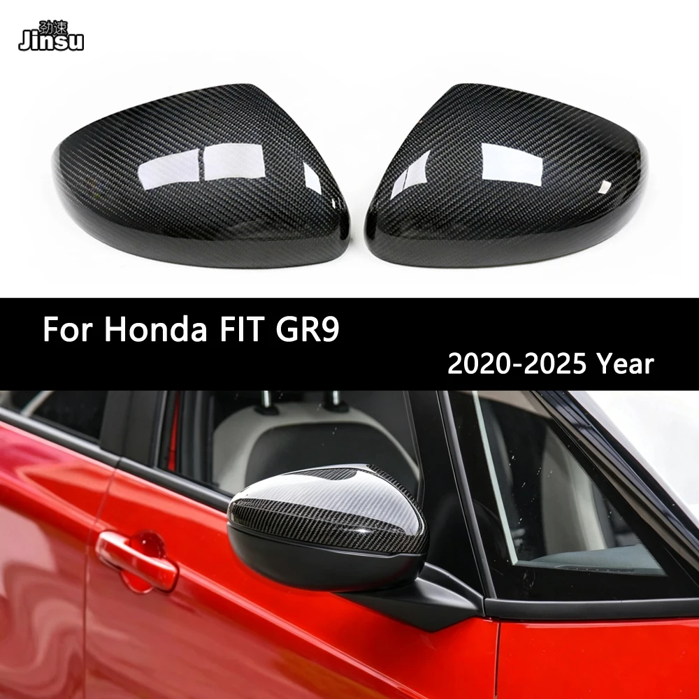 Real Carbon Fiber Side Mirror Cover Trim for Honda FIT GR9 GS1 LIFE GS2 GS3 Car Rearview Caps Exterior Decoration Accessories