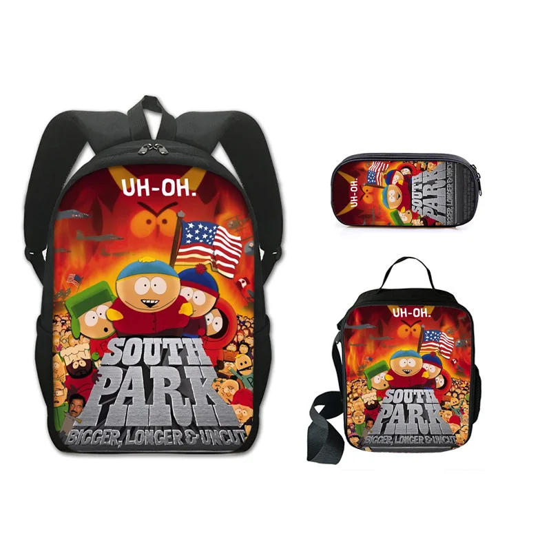 

Luxury Novelty Peculiar Funny south park 3D Print 3pcs/Set pupil School Bags Laptop Daypack Backpack Lunch bag Pencil Case