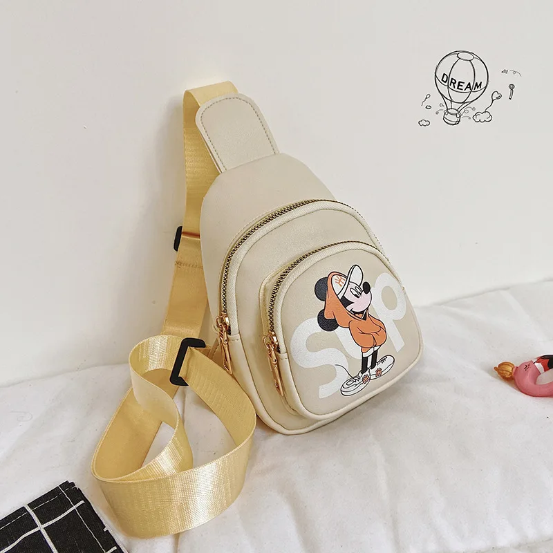 Kids Cartoon Cute One Shoulder Messenger Bag Fashion All-match Casual Children Chest Bag Boys Girls Baby Mickey Print Coin Purse