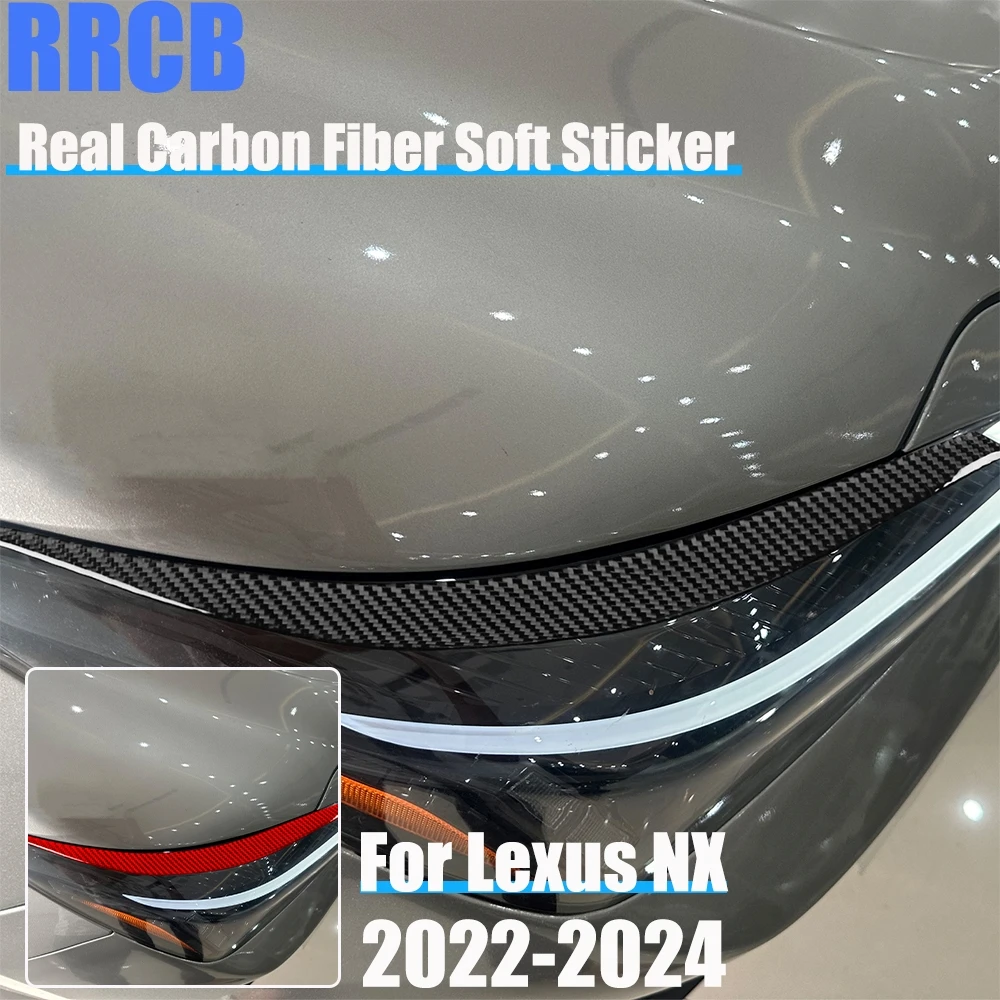 

Real Carbon Fiber Car Accessories Headlight Header Trim Cover Soft Sticker For Lexus NX260 NX350H NX400H NX450H 2022 2023 2024