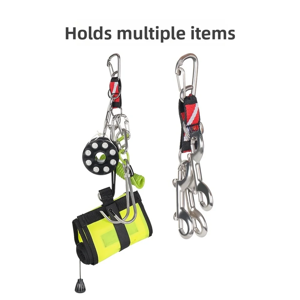 Scuba Diving Dual Split Ring Connector with Snap Clips Designed for Compatibility with Standard Diving Harnesses and Rigging