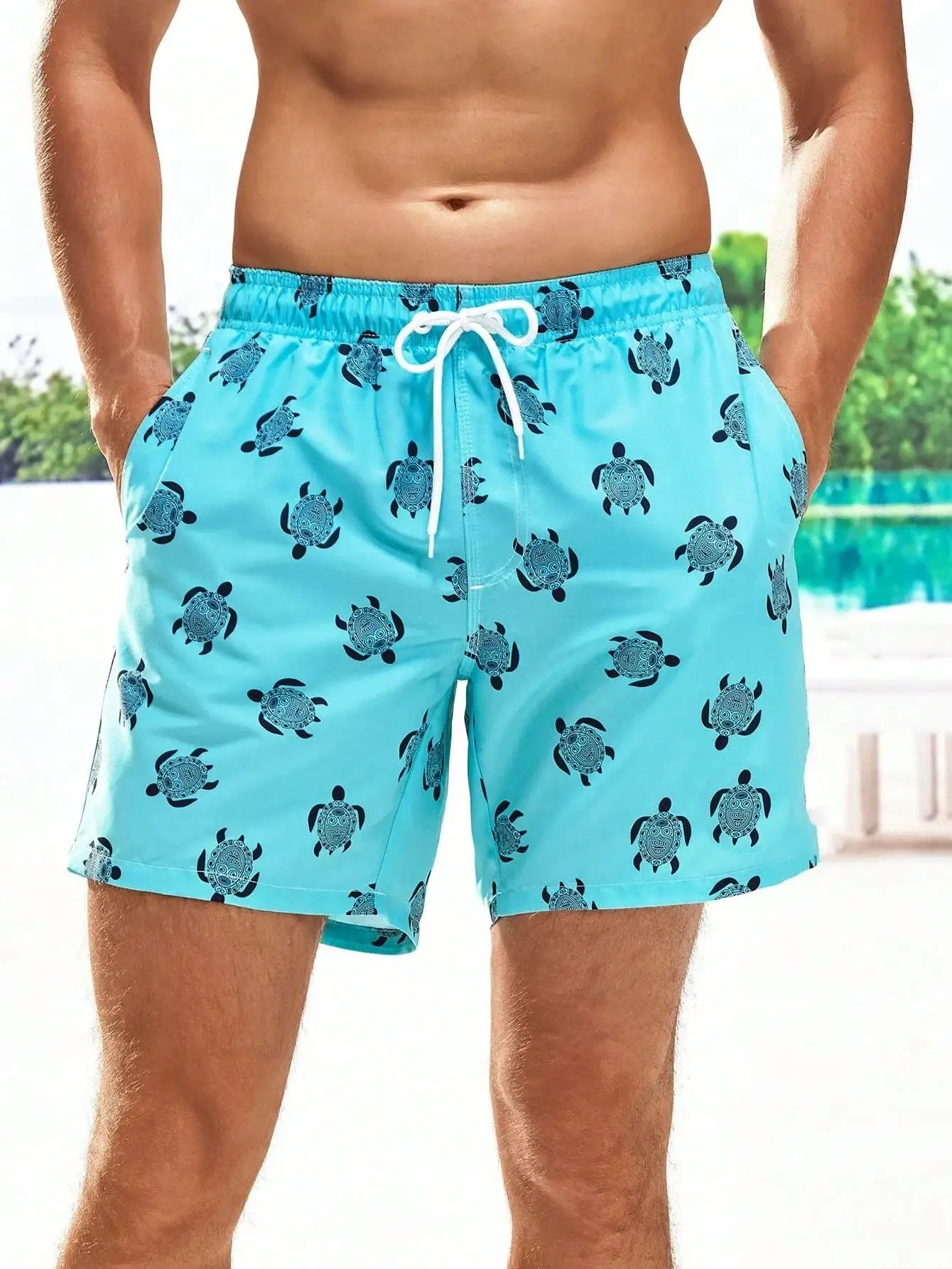 

Men's Beach Shorts Summer Fashion Hawaii Patterns Drawstring Men's Swim Trunks Elastic Waist 3D Print Gradient Breathable Shorts