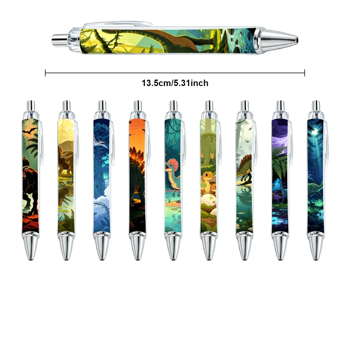 10pcs Forest Dinosaur Series Ballpoint Pen Office Learning Writing Stationery