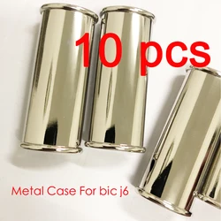 10 Pcs/Set DIY Bright Chrome BIC lighter Holders Big Metal BIC j6 Lighter Case Cover Wrapped Leather Manually Protective Shell