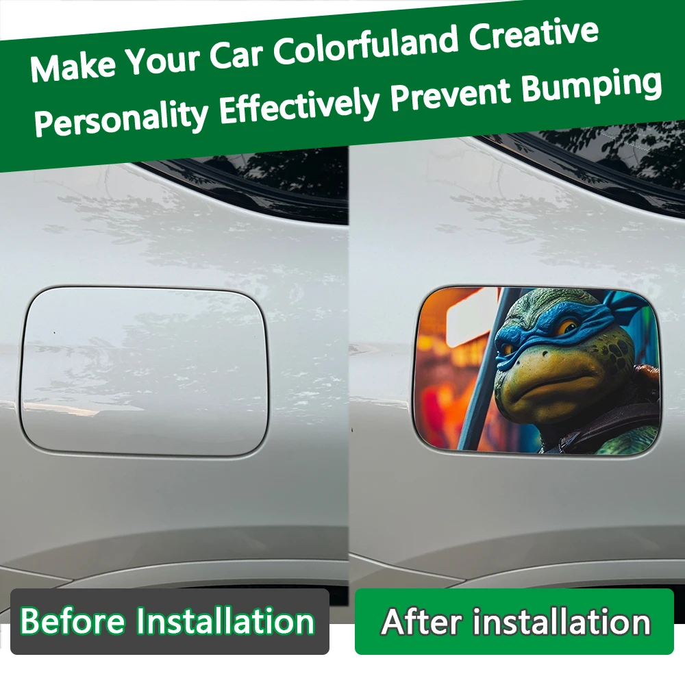 Doodle Anime Turtle Waterproof Car Fuel Tank Cap  Scratch obstruction Cover Sticker Sunscreen Decal Car Stickers view 3