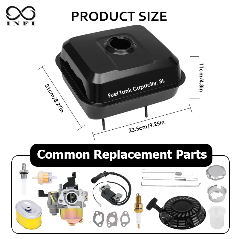 Универсальный комплект черного газового топливного бака с карбюратором, воздушным и топливным фильтром и стартером в сборе для Honda GX160 GX200 Predator 212cc
