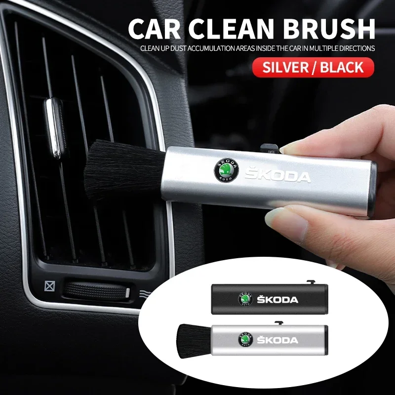 Car Cleaning Retractable Brush Air Vent Dusting Tool For Skoda Fabia Superb Yeti Octavia Rapid Kodiaq Mk3 A4 A6 A7 2 3 A5 Kamiq