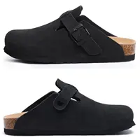 Evshine sabots en daim de vache pour hommes avec soutien de la voûte plantaire Mules en cuir confort mode chaussure de pomme de terre femmes semelle en liège sabots en daim véritable 2