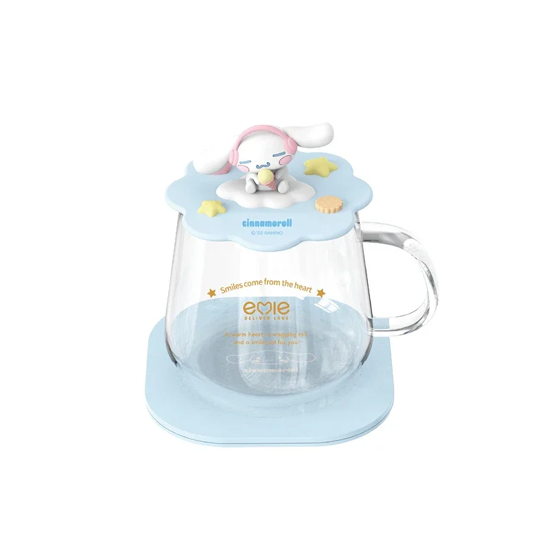 Sanrioed Anime Cartoon Cinnamoroll Kittys Office inteligentna stała temperatura automatyczne ogrzewanie kubek termiczny Coaster garnitur