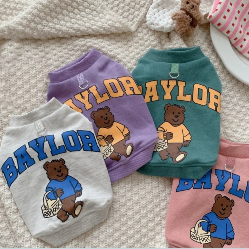 Luxuriöse Hundehoodies für kleine Hunde, Hundesweatshirt mit Bärenmuster, Frühlingskleidung für Welpen, weiche, warme Katzenhoodies, Yorkshire-Pullover für Haustiere. – Detail 6