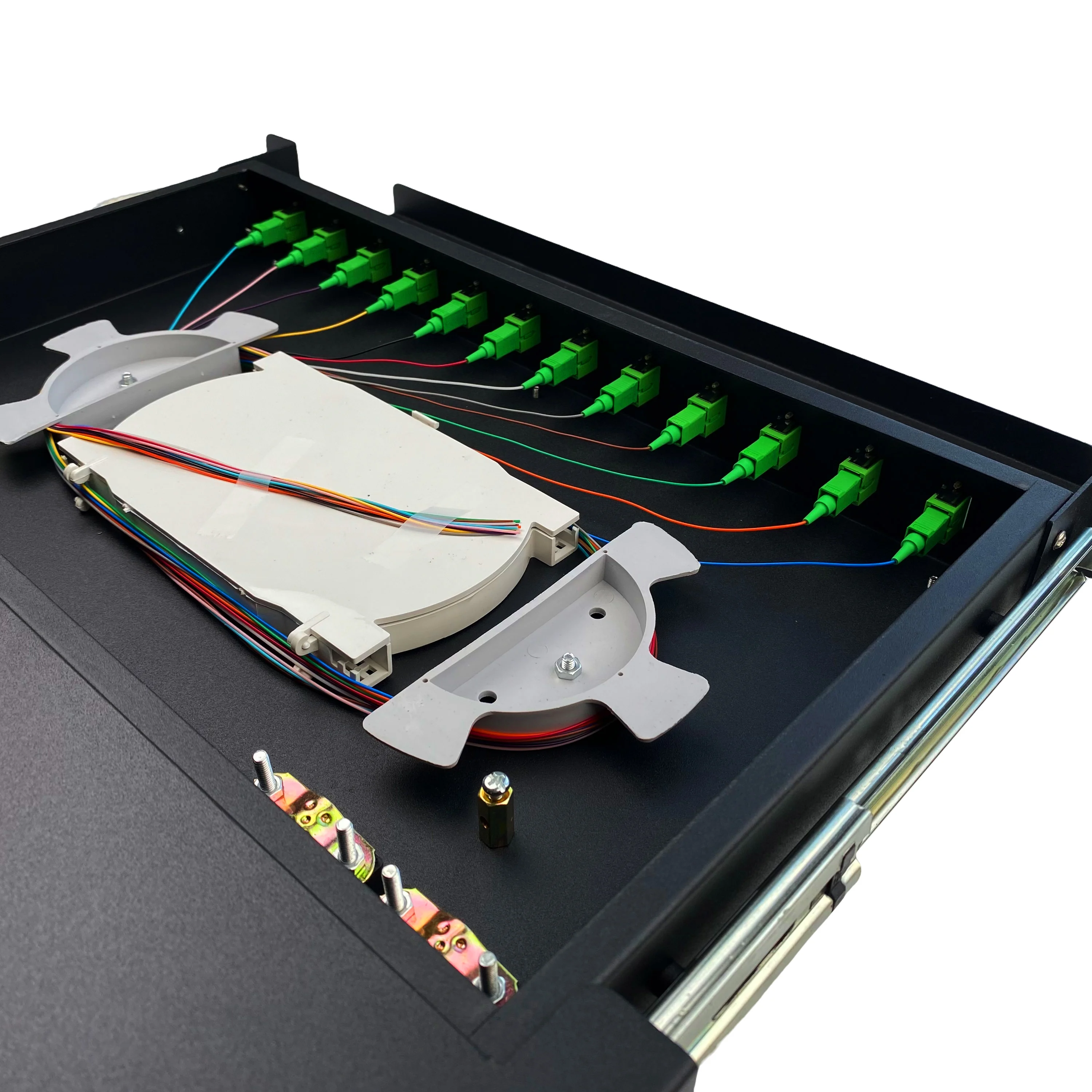 12 24 48 Port Fiber Optic Patch Panel 1U 19 Inches Rack Mount LC SC Full Equipment Sliding  drawer type Fiber Patch Panel