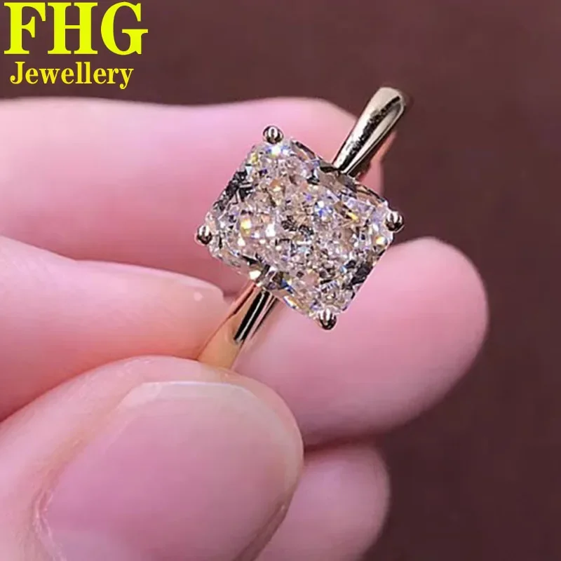 

6 7 8 9 10 Carat Au417 10K Yellow Gold Ring DVVS1 Radiant moissanite Diamonds Wedding Party Engagement Anniversary Ring