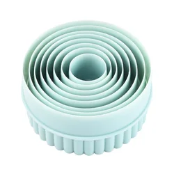 8pcs Round Light Green Wave Round Double-sided Cookie Cutters For Kitchen Cookie Tools ARJ019
