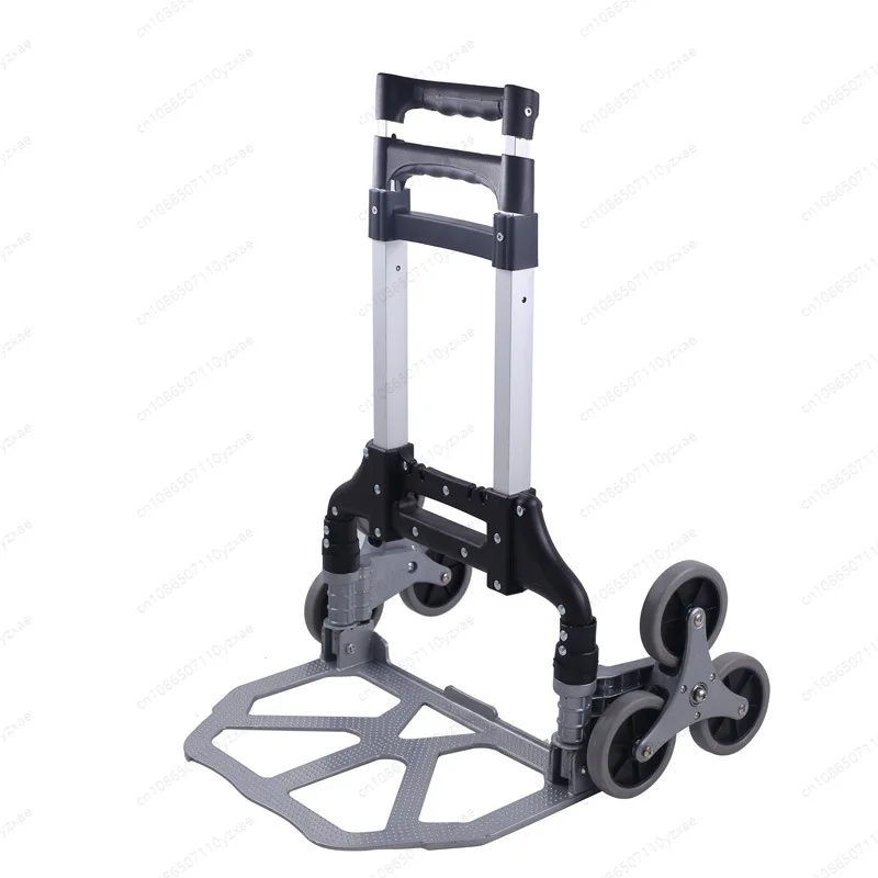 6-Wheel Stair Climbing Cart, Aluminum Folding Hand Truck for Luggage Shopping & Groceries, All-Terrain Helper
