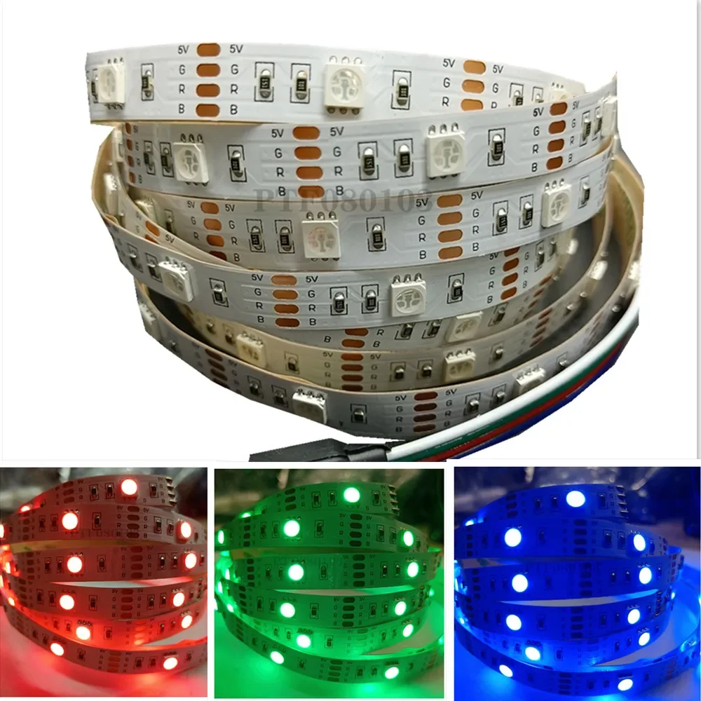 5050 5V RGB LED Streifen DC 1M 30LED 2M 60 LED KEINE Wasserdichte Flexible Licht Streifen Band Seil Lampe Band TV Hintergrundbeleuchtung