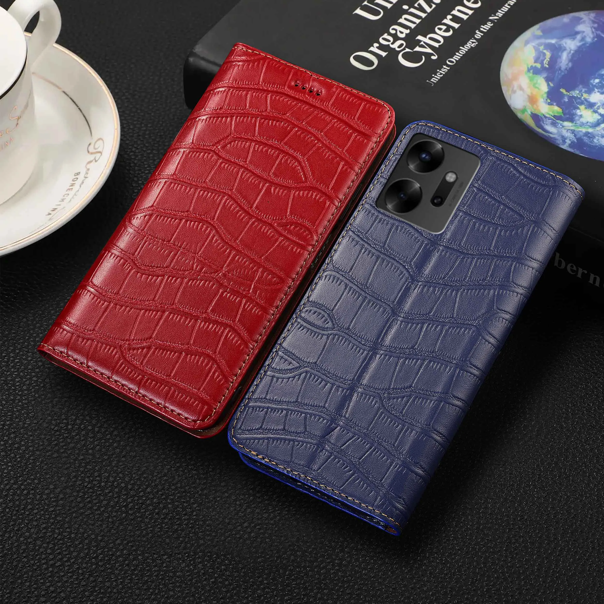 

For Infinix Zero 20 30 40 X Pro Neo Ultra 5G 2022 2023 4G Crocodile Belly Pattern Genuine Leather Flip Phone Cover Case Cowhide