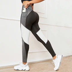 Colorblocked High Waist Yoga Pants with Pockets Leggings for Women Tummy Control Workout Leggings for Women