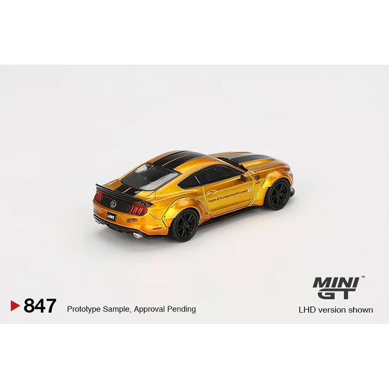 PreSale MINIGT 1:64 LBWK Mustang LB Gold Diecast Diorama Model Collection Miniature Toys