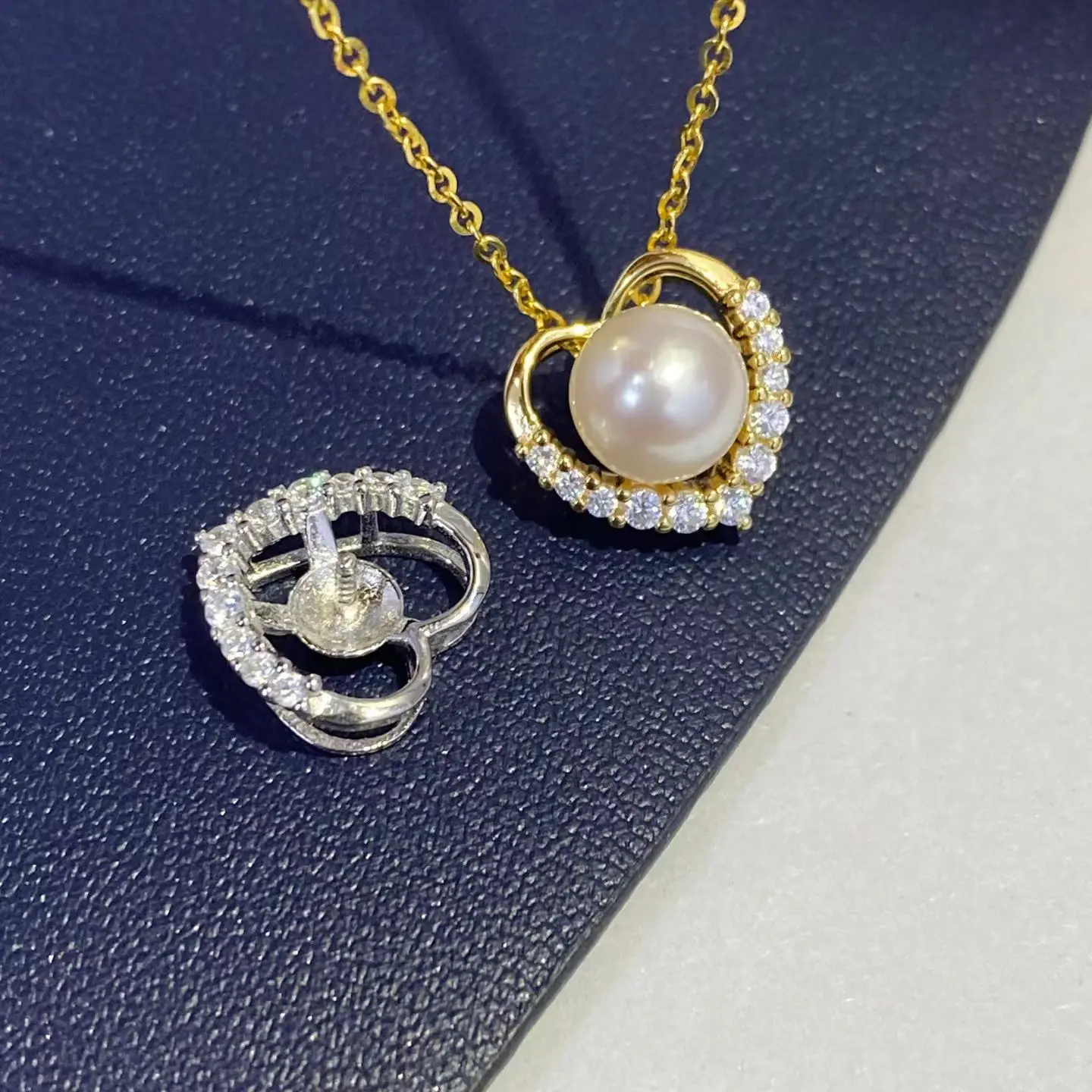 Wholesale Heart S925 Sterling Silver Pendant Mount Base Mountings Findings Parts Fittings Accessories for 6-7mm Pearls 5pcs/lot