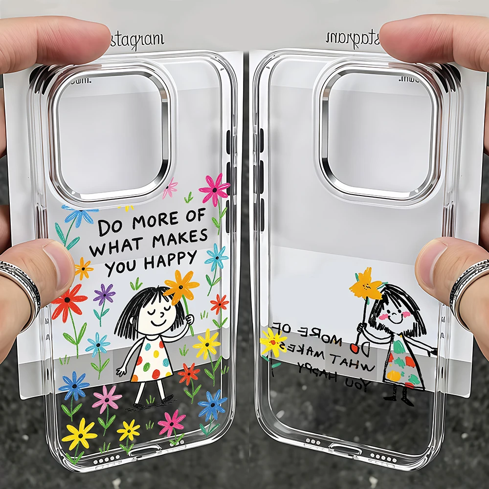 Cartoon Happy Girl Phone Case for Samsung Galaxy A57 A56 A36 A26 A06 A55 A35 A16 A54 A34 A25 A24 A15 A14 A05S A73 A53 A33 4G 5G