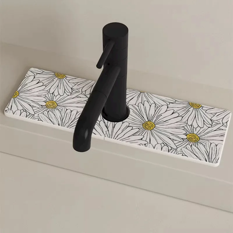 VIKAMA Minimalist Flower Leaf Faucet Absorbent Pad Quick Drying Sink Splash Protection Pad Plant Drip Pad Home Decoration