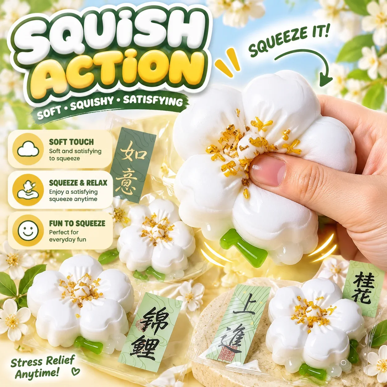 Super Soft Bread Squishy Osmanthus Cake Stress Relief Toy Xiaohongshu Style TPR Squishy Toy Squishy Toys Kawaii Cute Gift