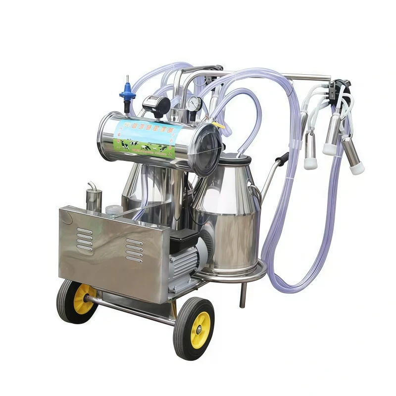 Quick Shipment 25L 220V Mobile Milking Machine Single and Double Barrel Vacuum Pump Milking Machine