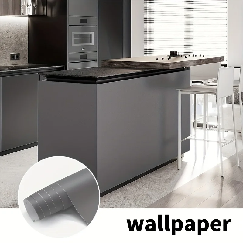 Modern Style Wallpaper Matte Grey Contact Paper Self-Adhesive Waterproof for Cabinets Countertops Kitchen Walls Floors