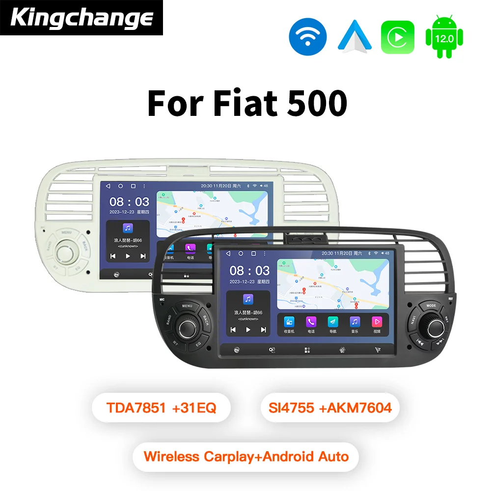 

Kingchange Android 12 For Fiat Abarth 500 2007-2015 Car Radio 7" Multimedia Player Wireless Carplay Auto Stereo Navigation GPS