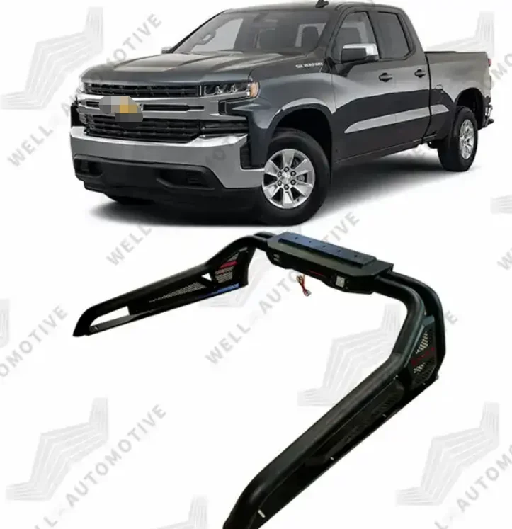 

Новый стиль, детали 4x4, железная рулонная планка со светодиодной подсветкой, сменная спортивная планка для Silverado, черные рулонные стержни для универсальных звукоснимателей
