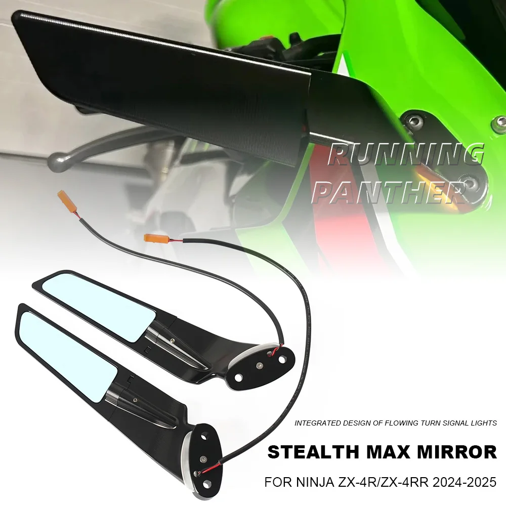 

NEW Rear View Mirrors For Kawasaki NINJA ZX4R ZX4RR ZX-4R ZX-4RR ZX 4R 4RR 2024 2025 LED Turn Signal Light Mirrors