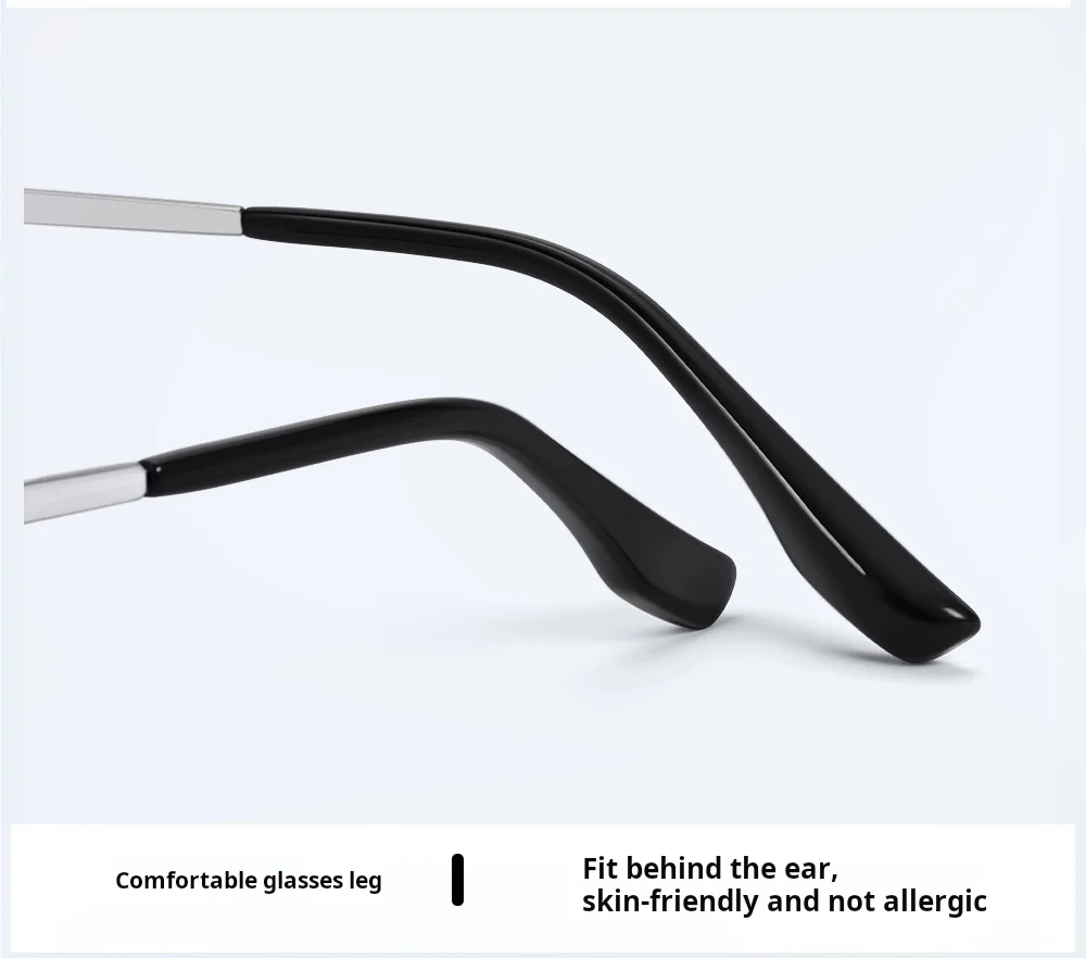 YIMARUILI Business-Halbrahmenbrille für Herren, ultraleicht, hochwertiges reines Titan, große Größe, einfacher quadratischer Brillenrahmen 20013 – Detail 7