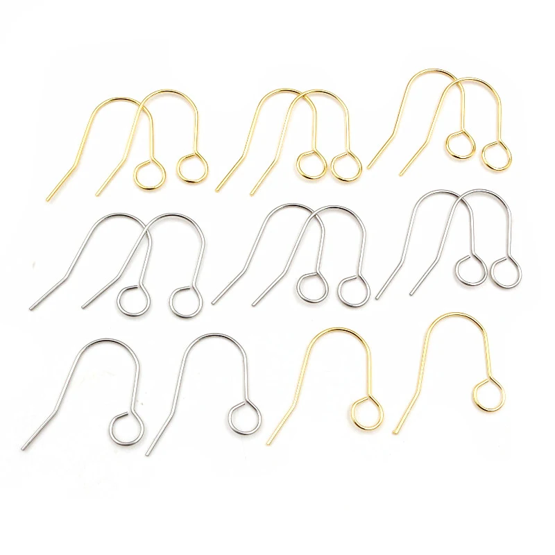 Never Fade 100pcs 19x16/27x20mm Stainless Steel Gold Plated DIY Earring Findings Clasps Hooks Jewelry Making Accessories Earwire