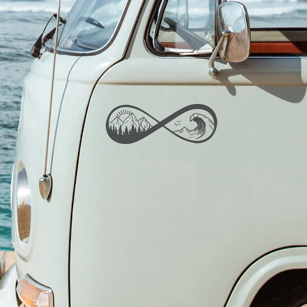 

Наклейка на бампер, горы, лес и море, бесконечные наклейки для автомобиля, дом на колесах, караван, кемпер, декор, виниловые аксессуары, детали