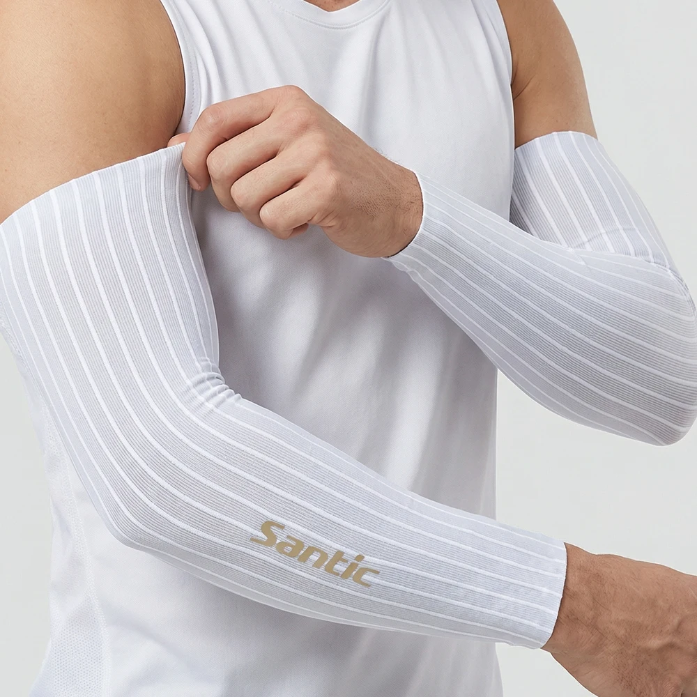Santic Cycling Arm Sleeves Compression UV Protection Breathable Quick Dry Sports Arm Covers for Men And Women TZ26P231