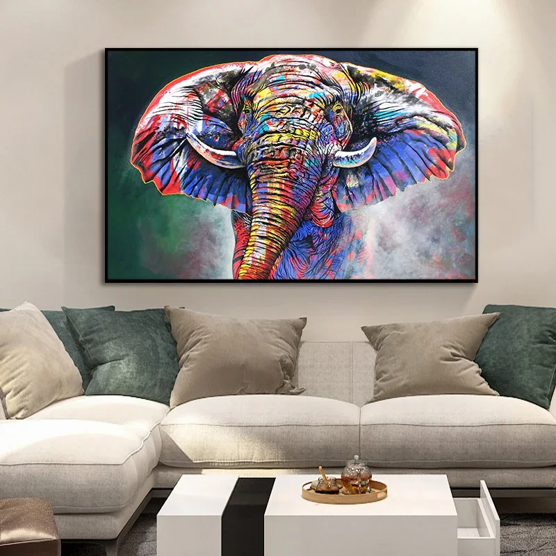 

100% Handpainted Abstract Graffiti Art Elephant Animal Oil Painting On Canvas Wall Art Pictures For Living Room Home Decor