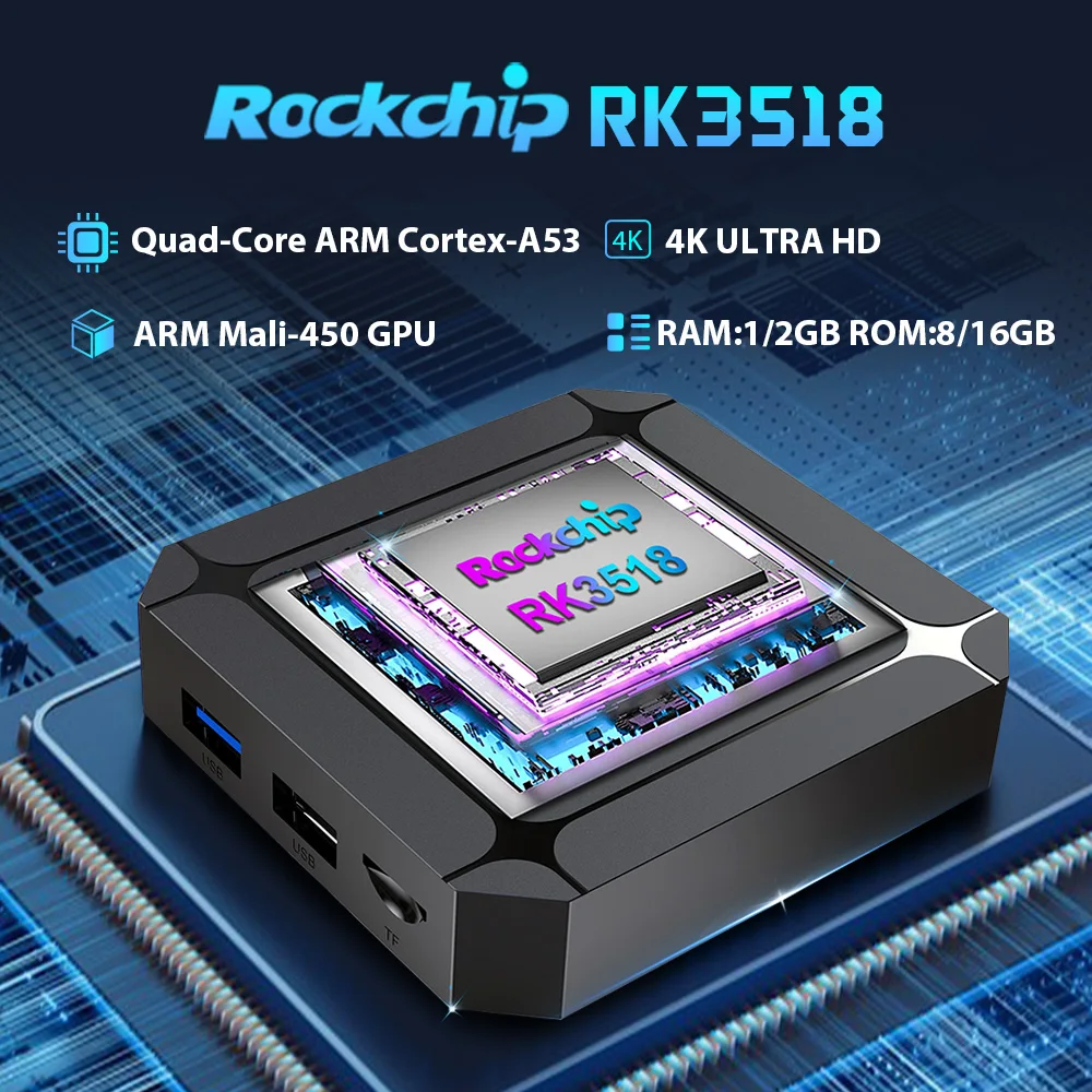 X96Q RK3518 Android14 TV BOX Quad Core Chip 2.4G&5G Wifi6 4K HDR Media Player Set Top Box 2GB 16GB Storage