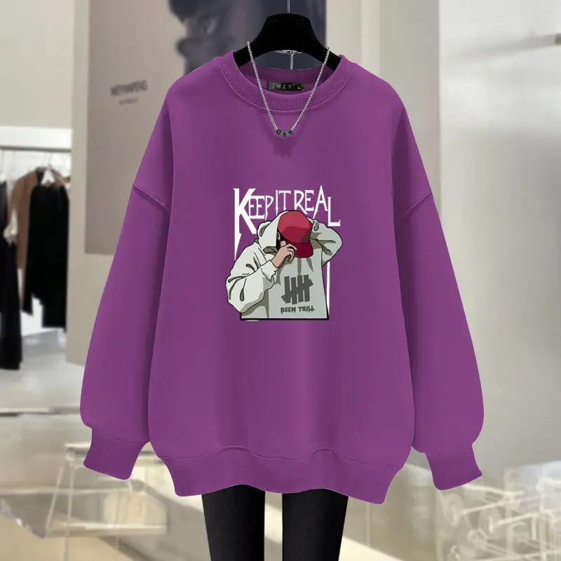 Abbigliamento donna Vintage Y2K Punk felpe a maniche lunghe moda cartone animato stampato Top pullover autunno Casual felpe con cappuccio in cotone sciolto