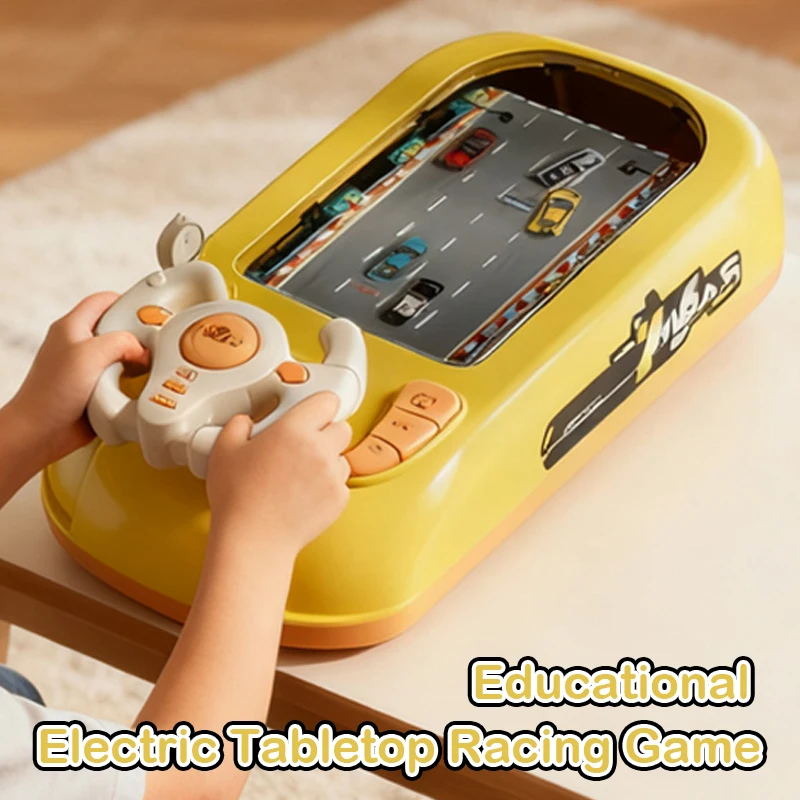 Educational Electric Tabletop Racing Game Console, Adventure Challenge, Simulated Driving Steering Wheel, Children's Toy